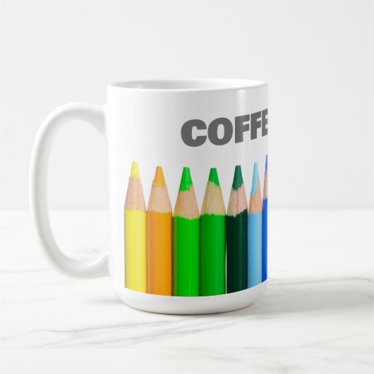 KAFFEE zuerst, Künstler farbige Stifte Kaffeetasse (Links)