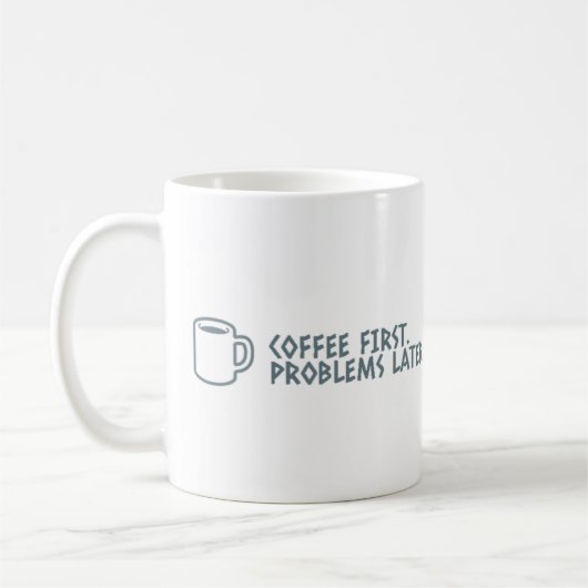 "Kaffee zuerst" Minimalistische Motivation für die Kaffeetasse (Links)