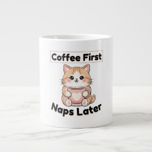 Kaffee zuerst, Nickerchen später, süße Katze Kaw Jumbo-Tasse