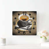 Kaffee zuerst quadratische wanduhr (Zuhause)