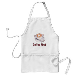 Kaffee zuerst Wasserfarbe Latte Art Schürze