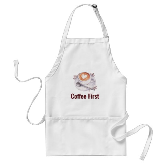 Kaffee zuerst Wasserfarbe Latte Art Schürze (Vorne)
