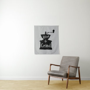 Kaffee zum Aufstehen und Schleifen Wandteppich