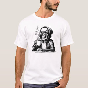 Kaffee zum Knochen - Funny Skeleton Coffee Design T-Shirt