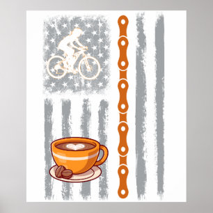 Kaffee-Zyklus - Vintage-USA-amerikanische Flagge f Poster