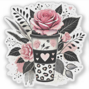 Kaffeeaufkleber, Blumenaufkleber Aufkleber