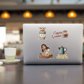 Kaffeeaufkleber Set — 4 Retro-/lustige Kaffeeaufkl Aufkleber