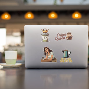 Kaffeeaufkleber Set — 4 Retro-/lustige Kaffeeaufkl Aufkleber