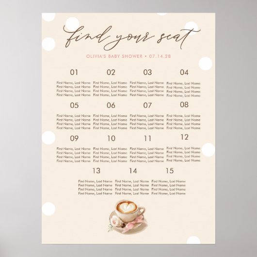 Kaffeebaby-Party-Sitzplan Poster (Vorne)