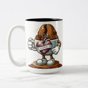 Kaffeeban und Herz der Liebe Kaffeekochen Tasse