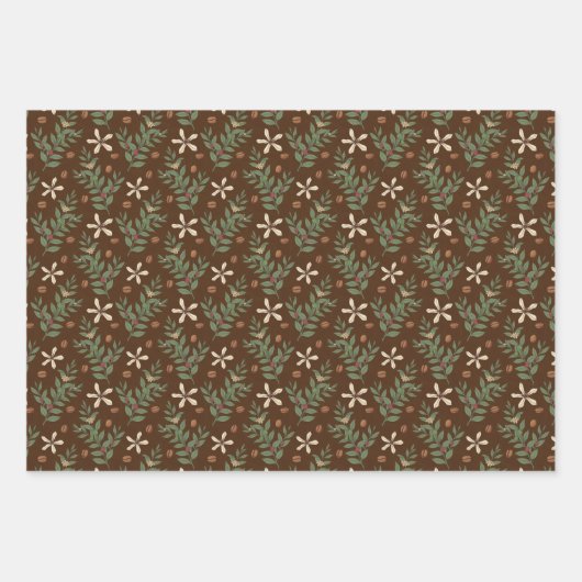 Kaffeebaummuster Geschenkpapier Set (Vorderseite 3)