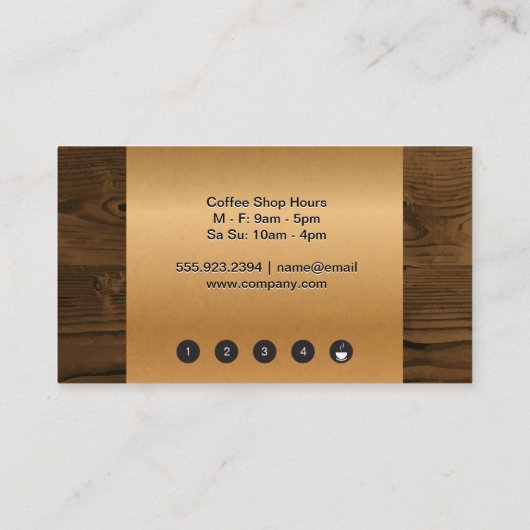 Kaffeebecher | Bronze Metallic Wood Treuekarte (Rückseite)