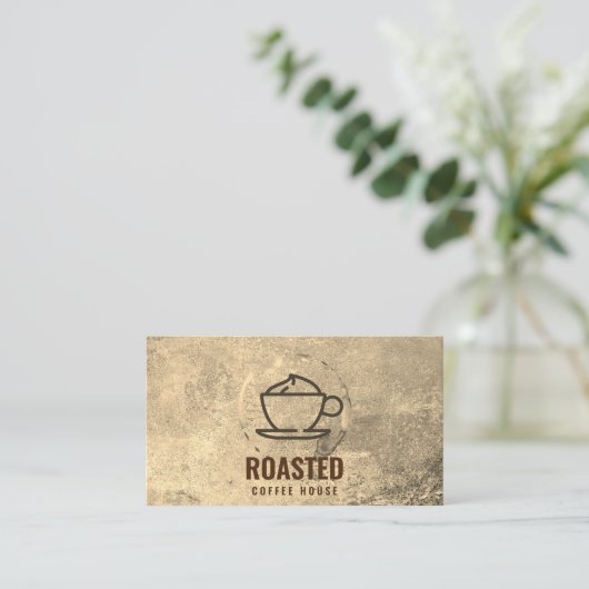 Kaffeebecher | Kaffeebohnen Visitenkarte (Stehend Vorderseite)