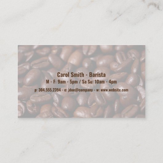 Kaffeebecher | Kaffeebohnen Visitenkarte (Rückseite)