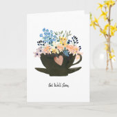 Kaffeebecher mit Blume werden gut Karte (Gelbe Blume)