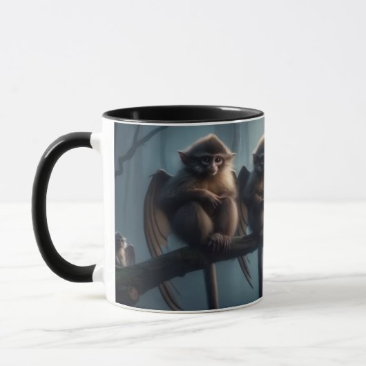 Kaffeebecher mit Perched-Affen Tasse (Links)