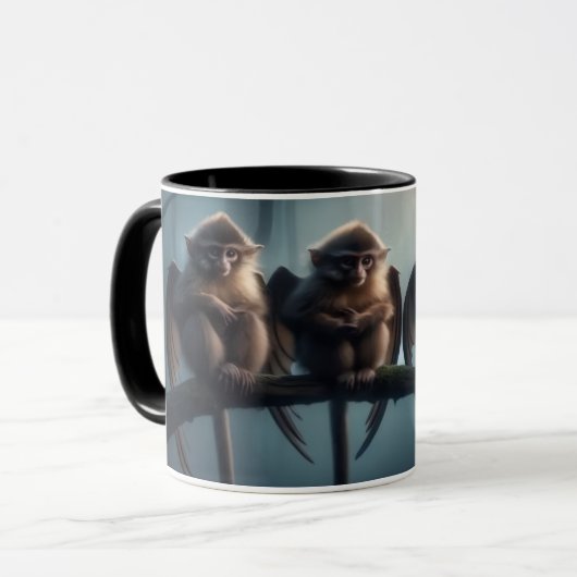 Kaffeebecher mit Perched-Affen Tasse (Vorderseite Links)
