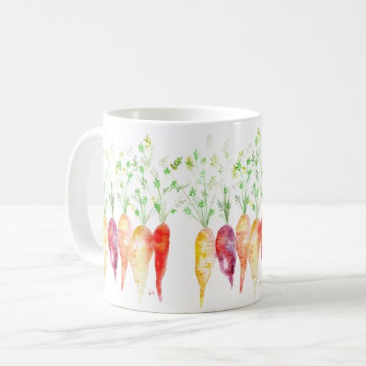 Kaffeebecher Tasse - Wasserfarbenfrohe Karotten (Vorderseite Links)