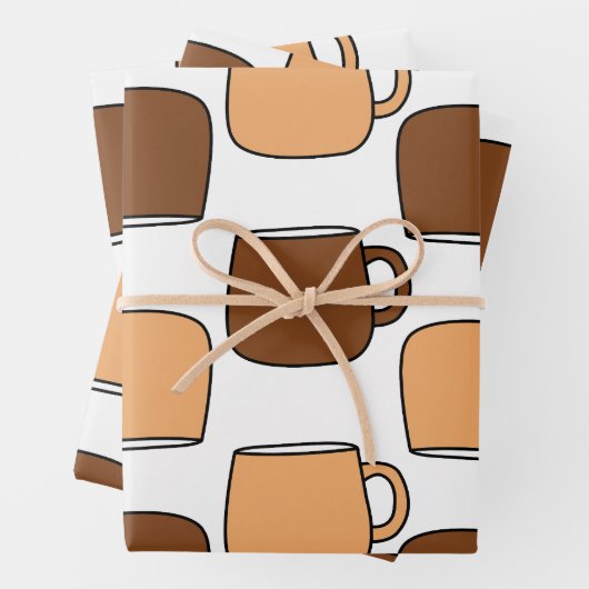Kaffeebechermuster Geschenkpapier Set (Beispiel)