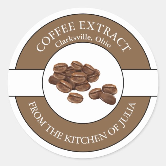 Kaffeebeerlabel Runder Aufkleber (Vorderseite)