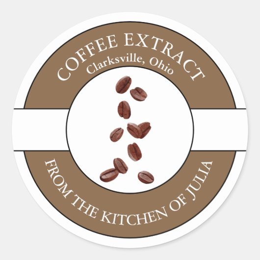 Kaffeebeerlabel Runder Aufkleber (Vorderseite)