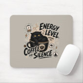 Kaffeebegeisterte schwarze Katzen-Mauspad Mousepad (Mit Mouse)