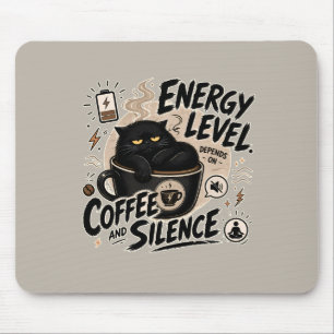 Kaffeebegeisterte schwarze Katzen-Mauspad Mousepad