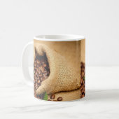 Kaffeebeutel-Aufkleber – Rustikaler Kaffeeliebhabe Kaffeetasse (Vorderseite Links)