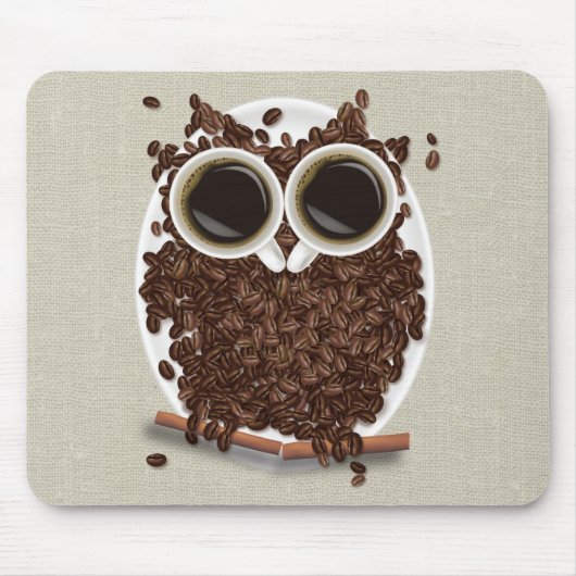 Kaffeebohne-Eule Mousepad (Vorne)