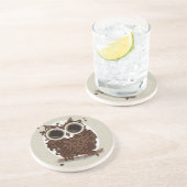 Kaffeebohne-Eule Sandstein Untersetzer (Seite)