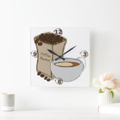 Kaffeebohne-Kaffeetasse-Quadrat-Wanduhr Quadratische Wanduhr (Zuhause)