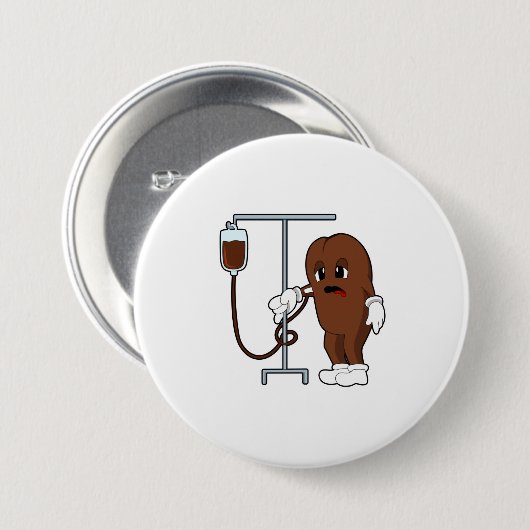 Kaffeebohne mit Kaffeekanne Button (Vorne & Hinten)