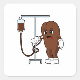 Kaffeebohne mit Kaffeekanne Quadratischer Aufkleber