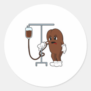 Kaffeebohne mit Kaffeekanne Runder Aufkleber