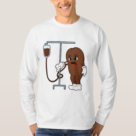 Kaffeebohne mit Kaffeekanne T-Shirt (Vorderseite)