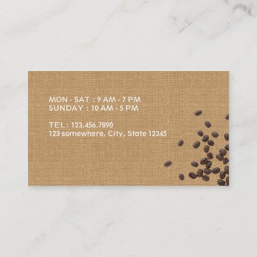 Kaffeebohne-rustikale Leinwand-Kaffee-Loyalität Treuekarte (Rückseite)