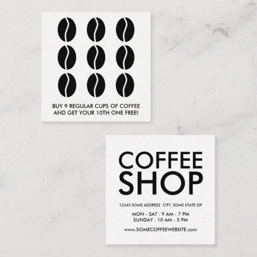 Kaffeebohneloyalität Treuekarte (Vorne/Hinten)