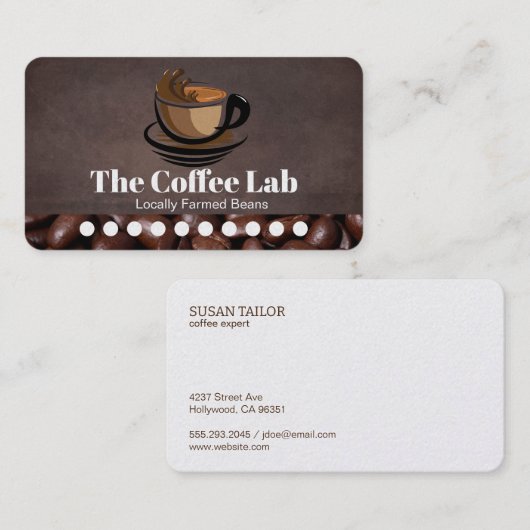 Kaffeebohnen | 10 Besuchskarte Treuekarte (Vorne/Hinten)