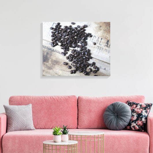 Kaffeebohnen auf einer alten Holzkiste Farbe 16x20 Leinwanddruck (Insitu (Wohnzimmer))