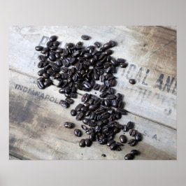 Kaffeebohnen auf einer alten Holzkiste Farbe 16x20 Poster