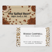 Kaffeebohnen auf Holztisch Visitenkarte (Vorne/Hinten)