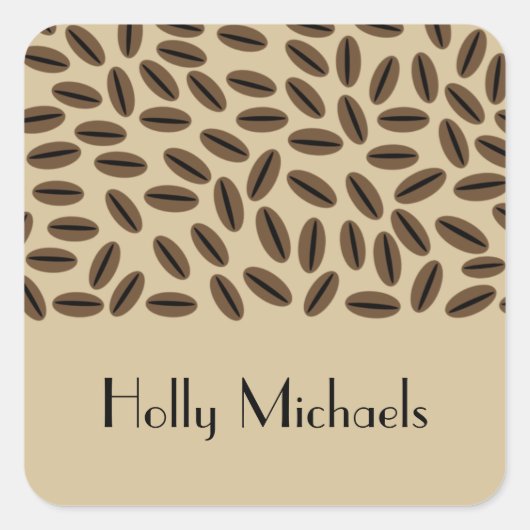Kaffeebohnen-Aufkleber Quadratischer Aufkleber (Vorderseite)