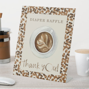 Kaffeebohnen Babydusche Danke Windeln Raffle Sockelschild