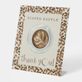 Kaffeebohnen Babydusche Danke Windeln Raffle Sockelschild (Vorderseite)