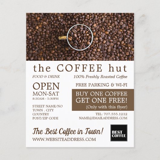 Kaffeebohnen, Barista, Café, Coffeehouse Advert Flyer (Vorne)
