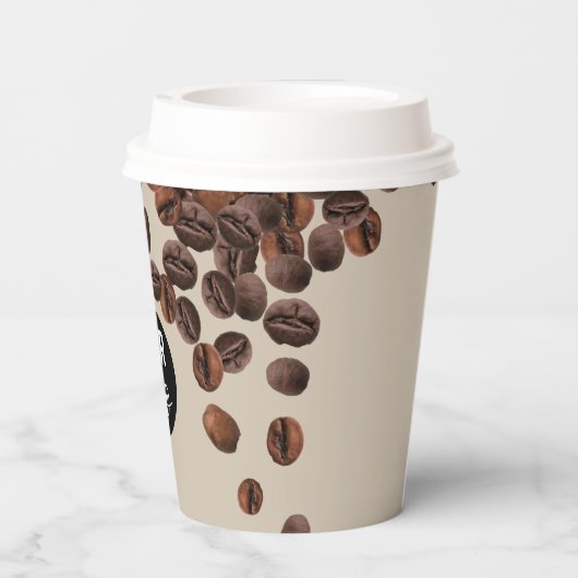 Kaffeebohnen - Berufliches Firmenlogo Pappbecher (Rückseite)