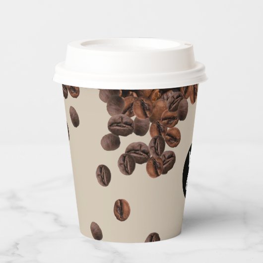 Kaffeebohnen - Berufliches Firmenlogo Pappbecher (Vorderseite)
