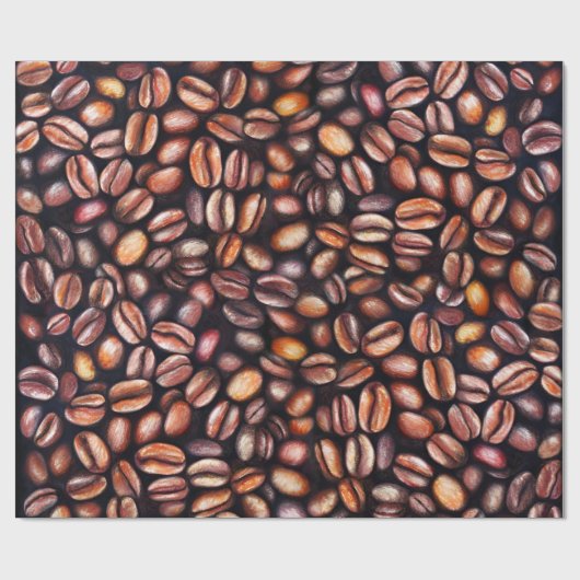 Kaffeebohnen Bleistift Zeichnend Muster rustikal b Geschenkpapier (Flach)