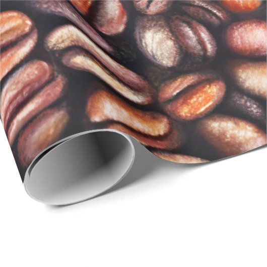 Kaffeebohnen Bleistift Zeichnend Muster rustikal b Geschenkpapier (Rolleneckpunkt)