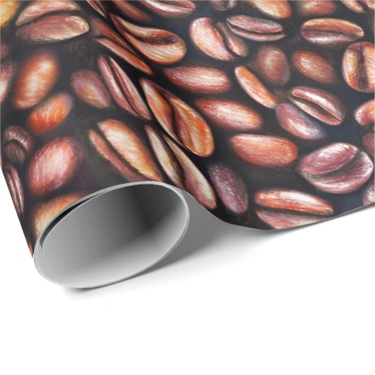 Kaffeebohnen Bleistift Zeichnend Muster rustikal b Geschenkpapier (Rolleneckpunkt)